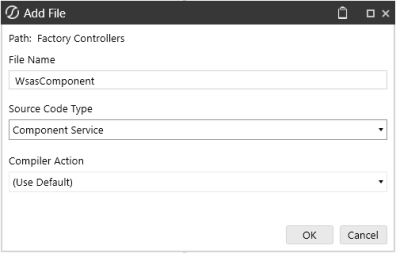 Component Service selected from Source Code Type in Add File dialog box